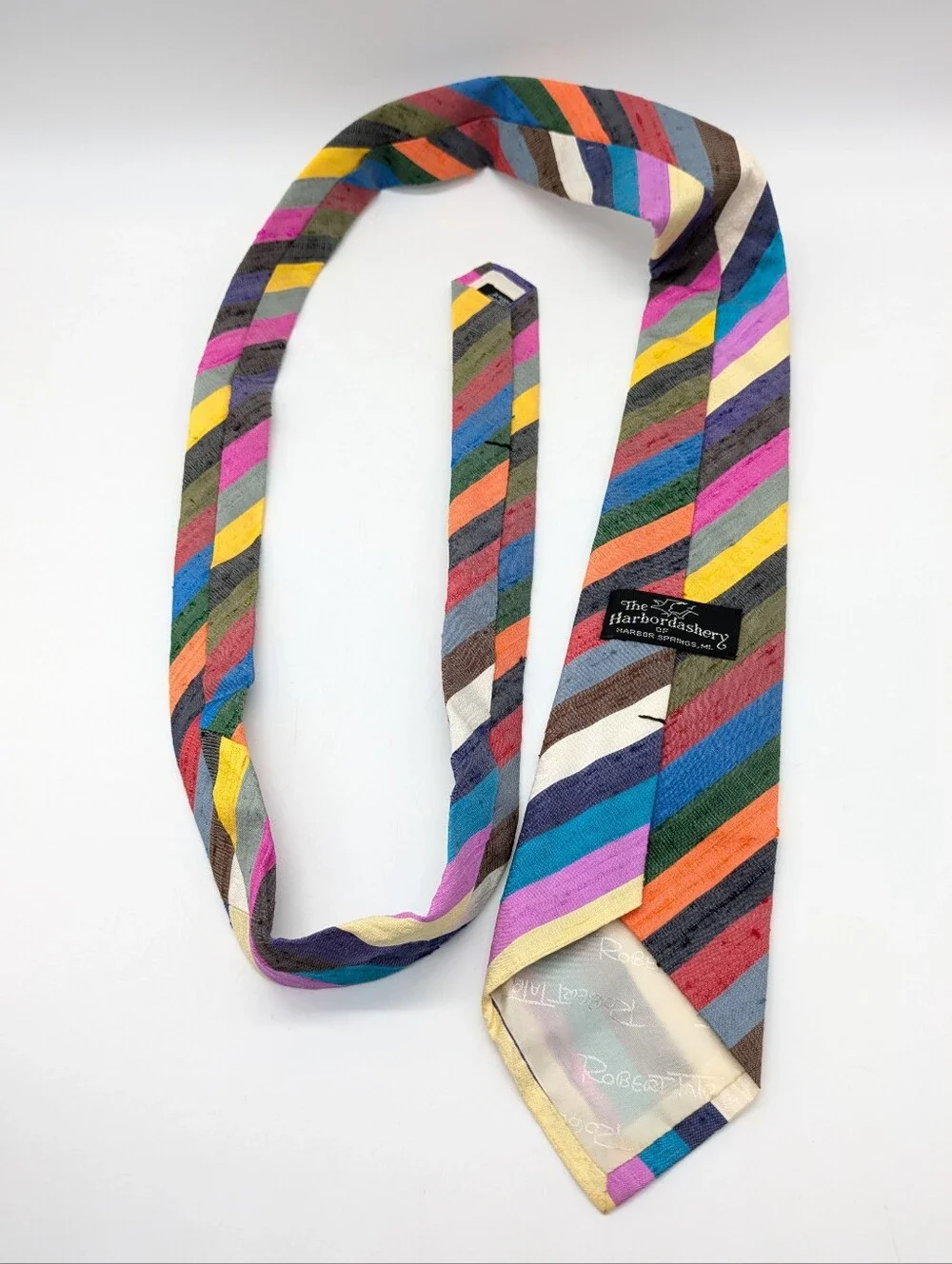 Vintage Robert Talbott For The Haberdashery Colorful Stripe Silk Mens Tie